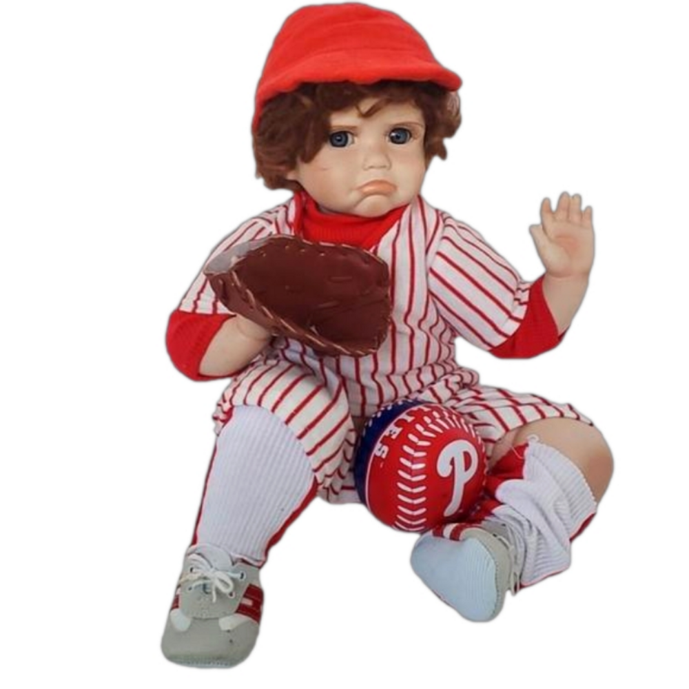 World Gallery Billy Baseball Player 18” Porcelain Doll By Cindy Marschner